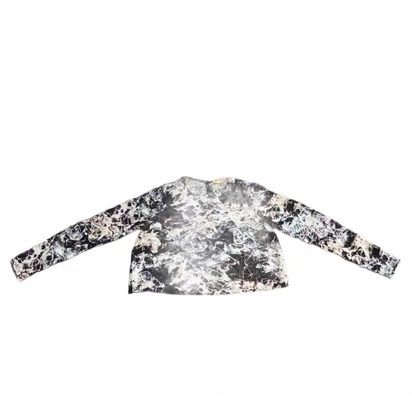 Philosophy Marbled Black and Cream Cropped Top Blouse size Small - EUC - Picture 2 of 13